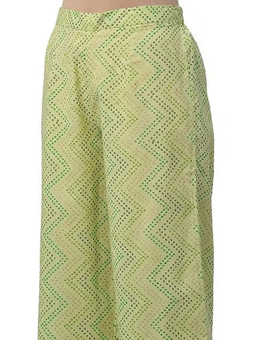 Green All Over Foil Printed And Sequin Embroidered Kurta With Pants