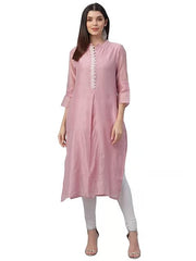 Peach Chanderi Solid Women's Kurta