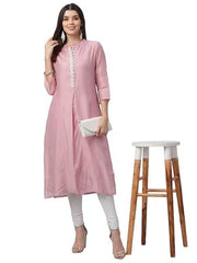 Peach Chanderi Solid Women's Kurta