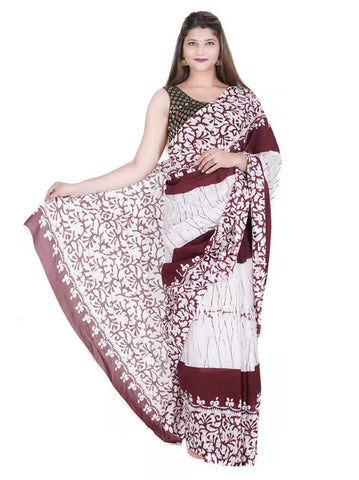 cotton printed saree with unstitiched blouse